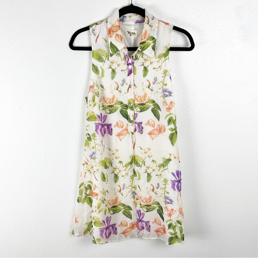SHOW ME YOUR MUMU Kristy Floral Collared Lined Sleeveless Mini Dress Medium Boho